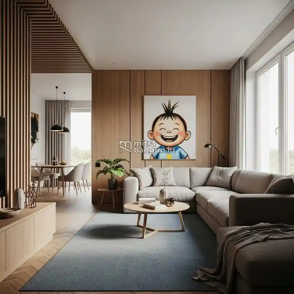 foto ruangan di rumah dengan gambar anak yang bahagia