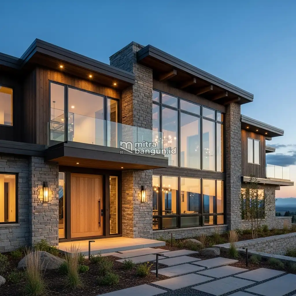 Rumah mewah konsep Rustic Modern