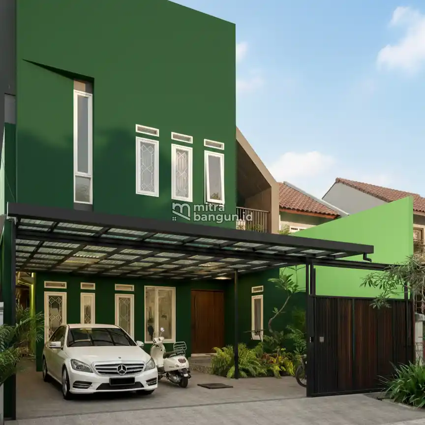 desain rumah 2 lantai terbaik dengan carport luas