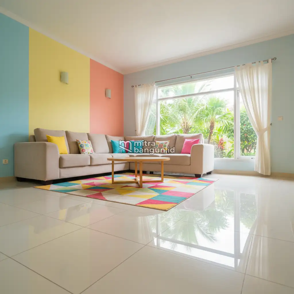 Desain Interior Ruang Tamu Nuansa Ceria