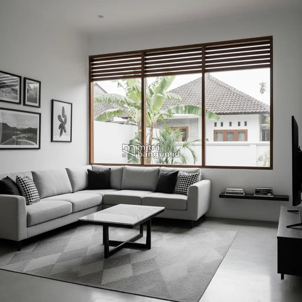 Inspirasi Desain Interior Ruang Tamu Gaya Monokrom