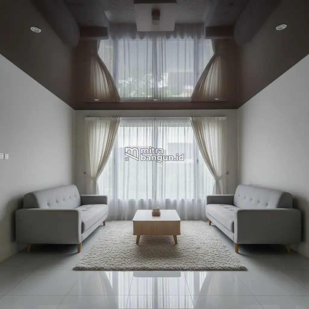 Interior Plafon Berkilau di Ruang Tamu