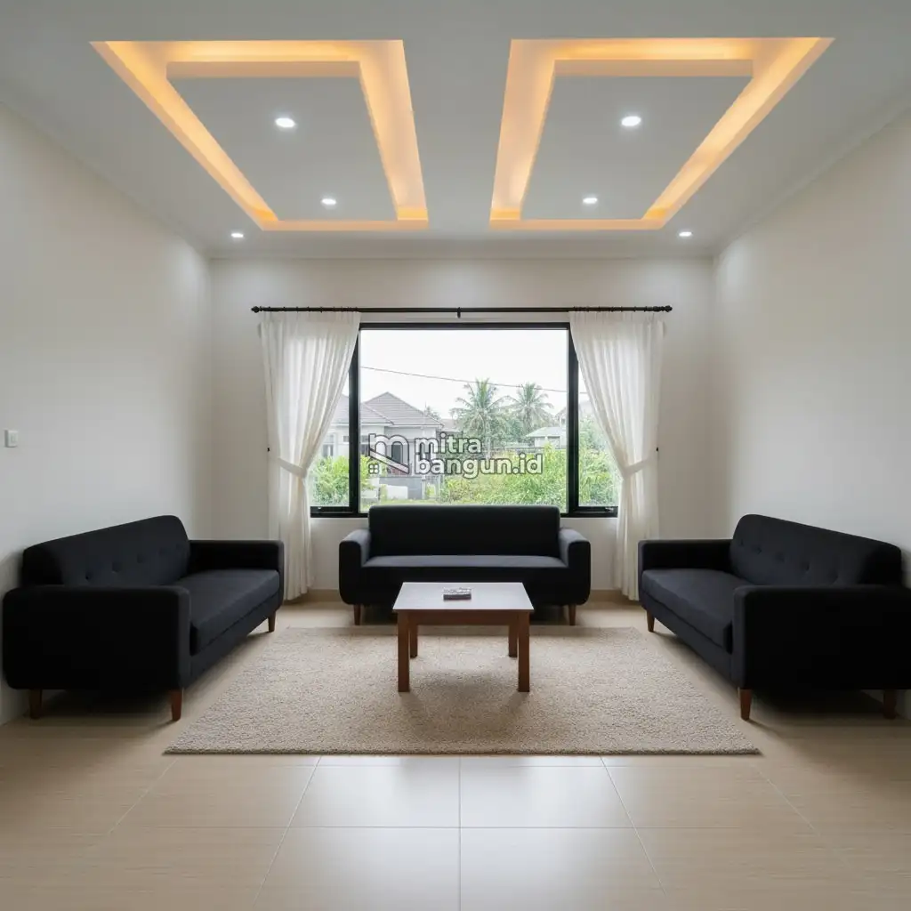 Interior Plafon Ruang Tamu Kembar