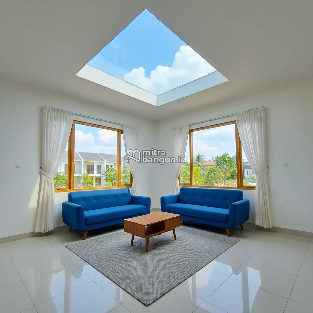 Interior Plafon Ruang Tamu Skylight