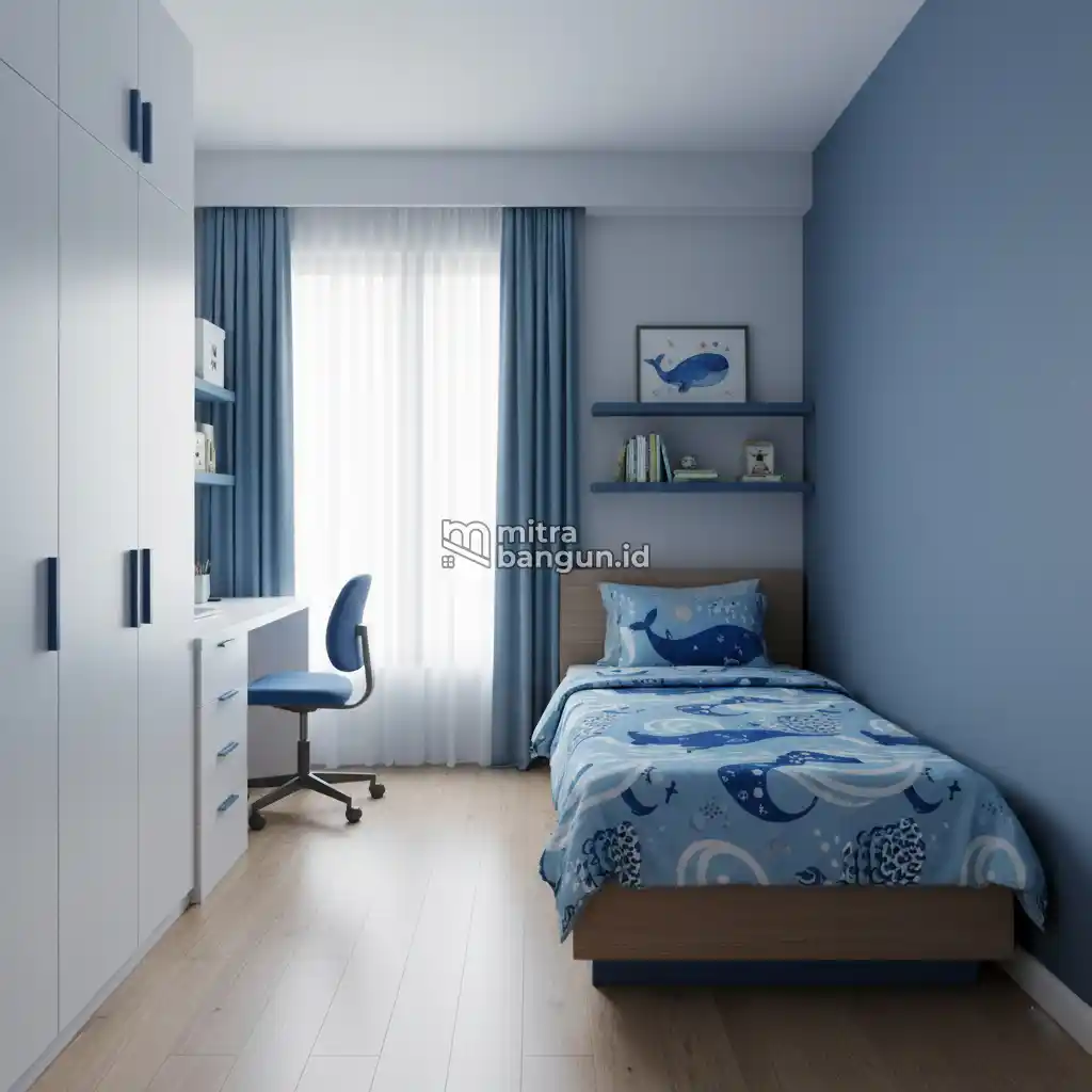 Kamar Anak Minimalis Tema Biru