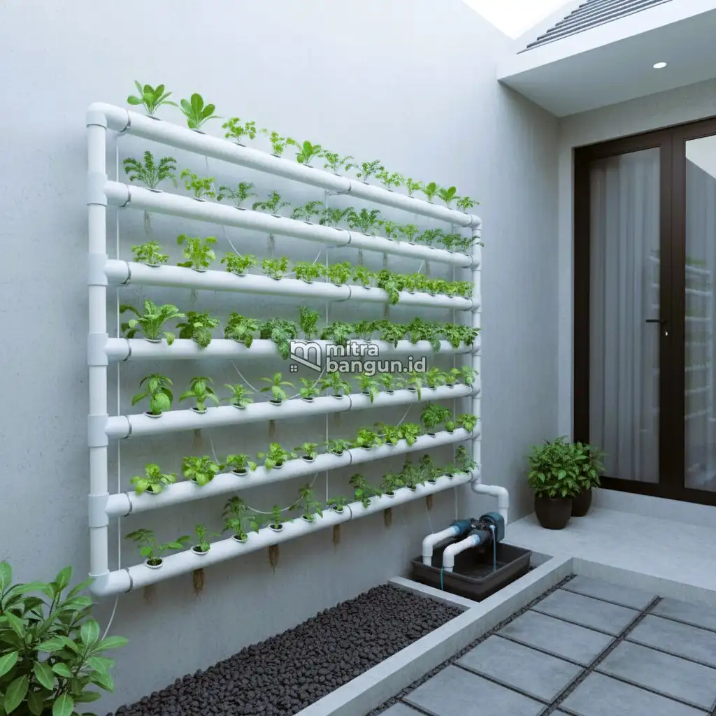 Desain Taman Depan Rumah Minimalis Hidroponik di Lahan Sempit