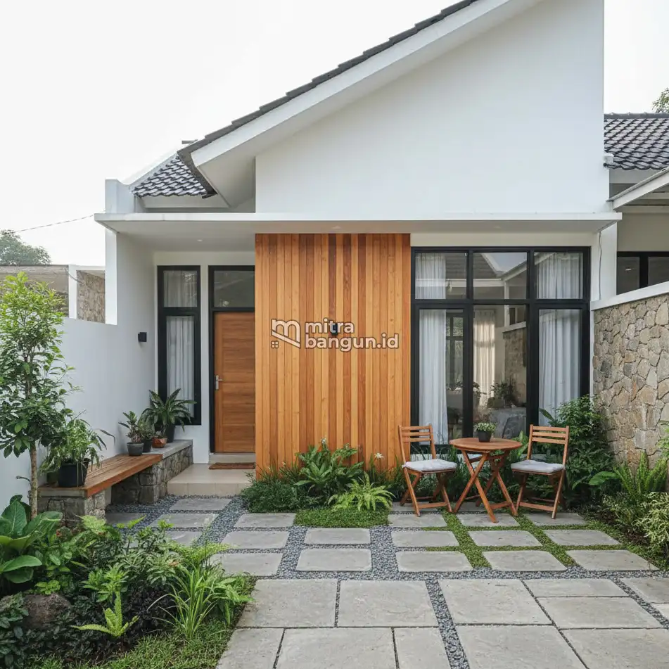 Desain Taman Depan Rumah Scandinavia di Lahan Sempit