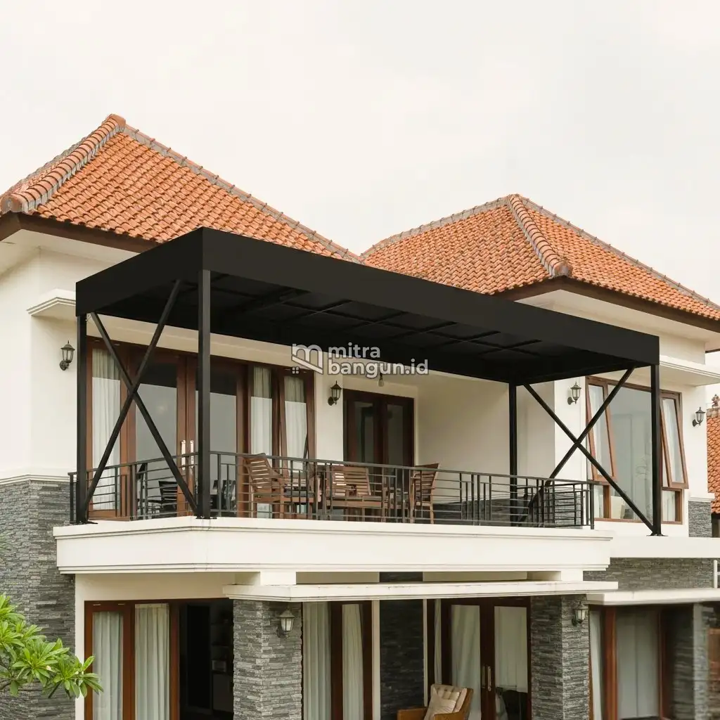 kanopi di rumah dengan tiang x