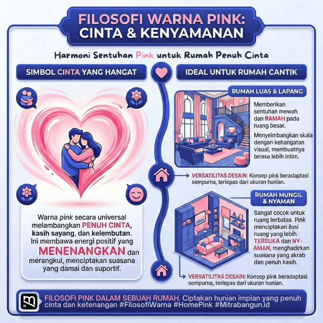 Infografis filosofi warna pink dalam rumah
