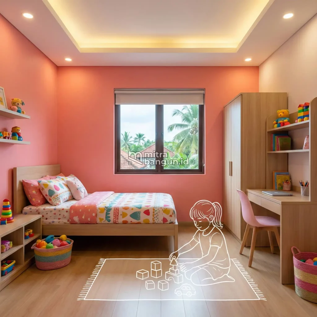 Kamar Anak Perempuan Warna Pink Salem