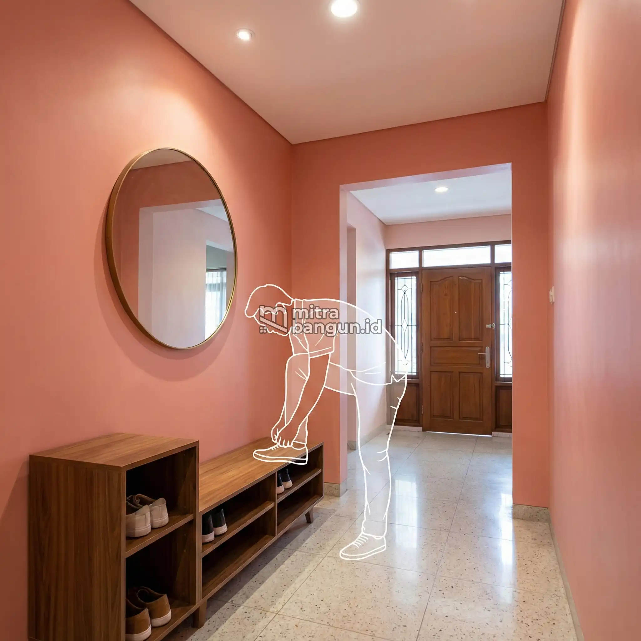 Lorong atau Foyer Area Pintu Masuk warna pink Salem