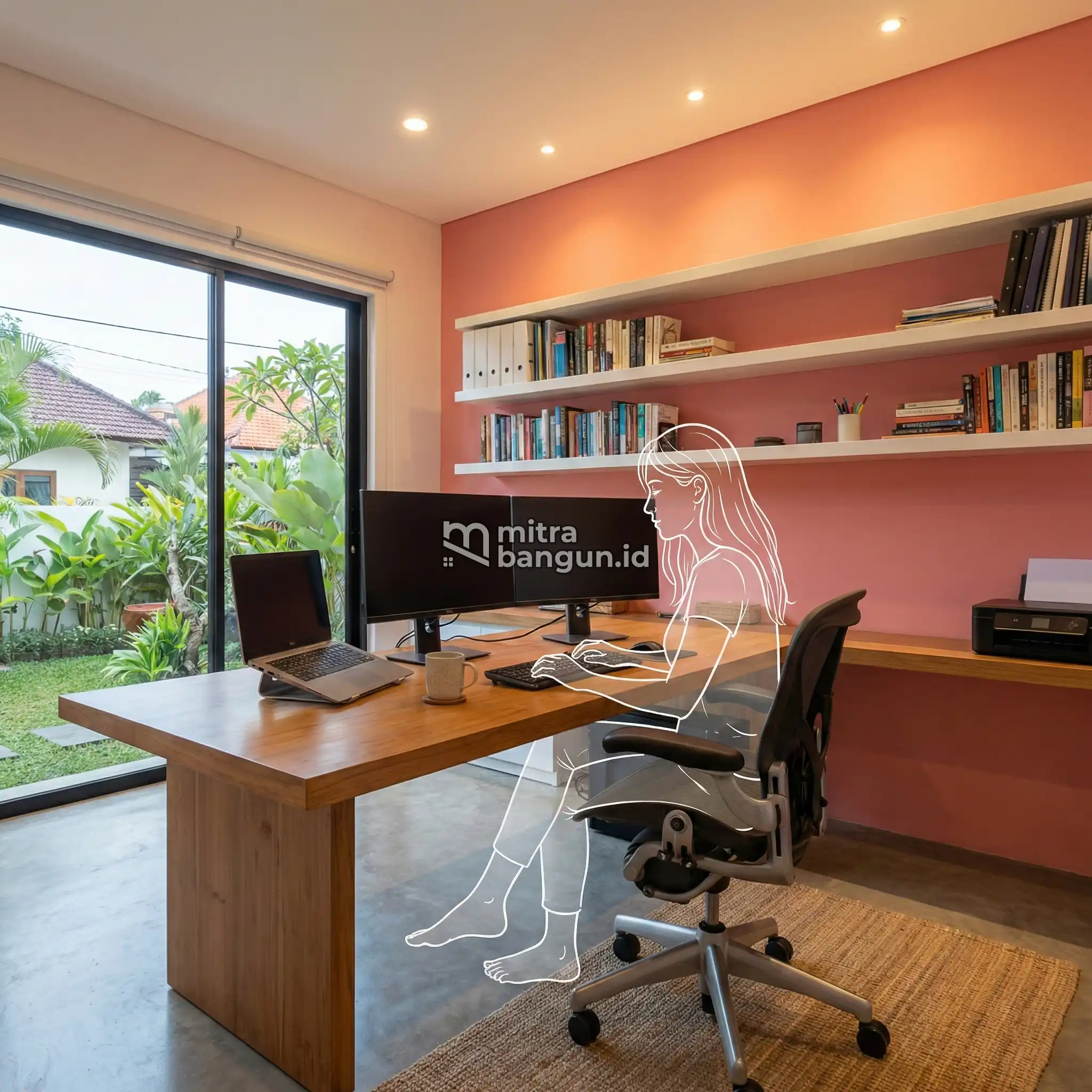 Ruang Kerja Warna Pink Salem Home Office
