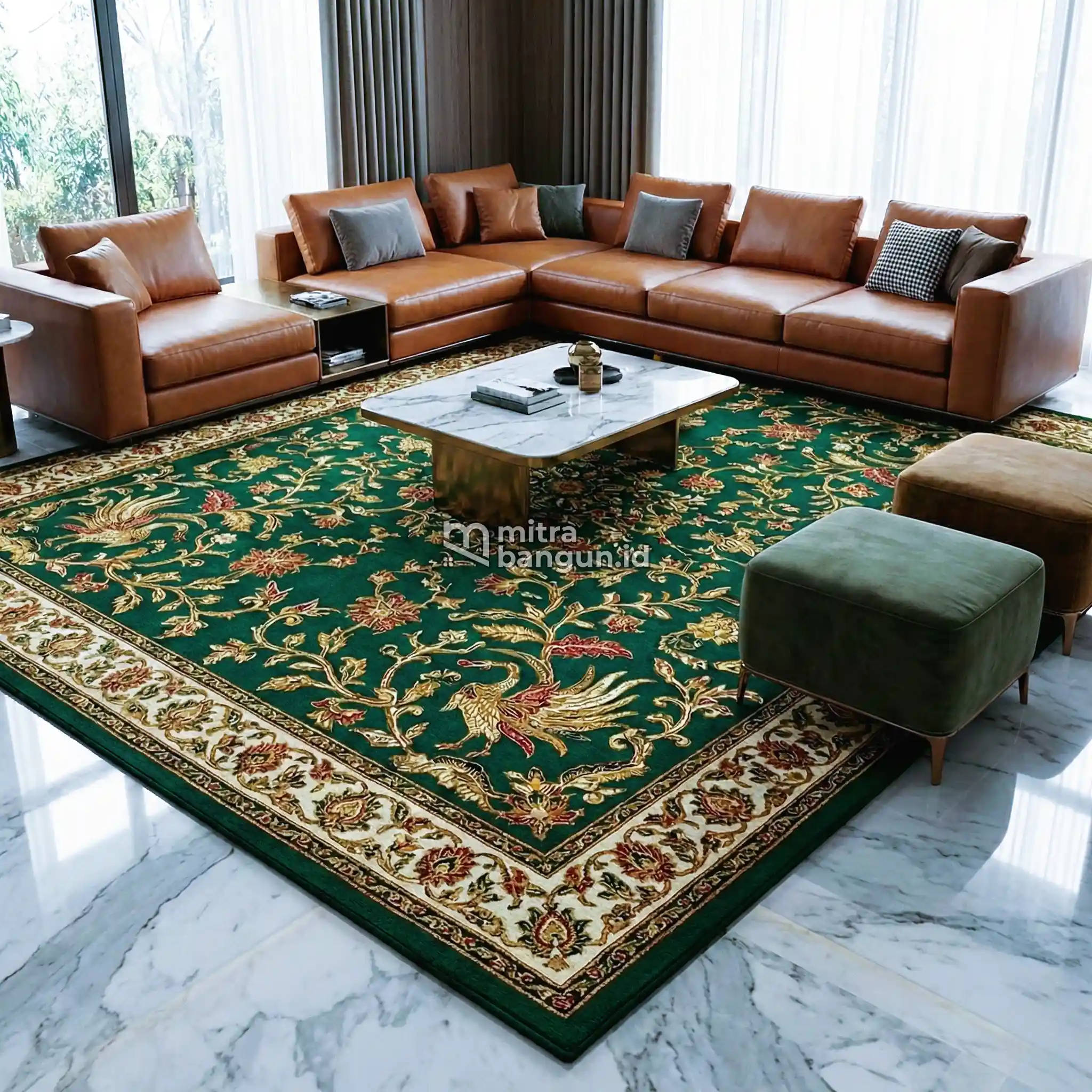 Ruang tamu mewah dengan karpet