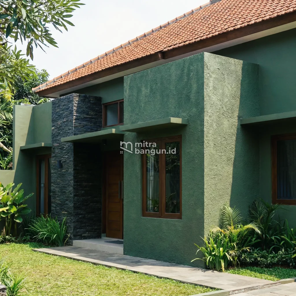 Tekstur Dinding dengan Warna Hijau Army yang Kalem