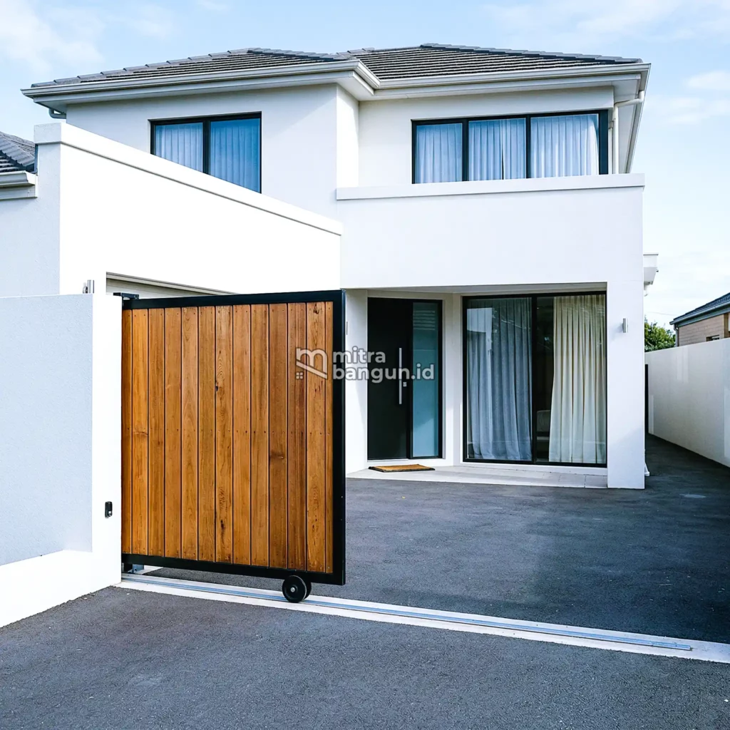 model pintu pagar dorong kayu