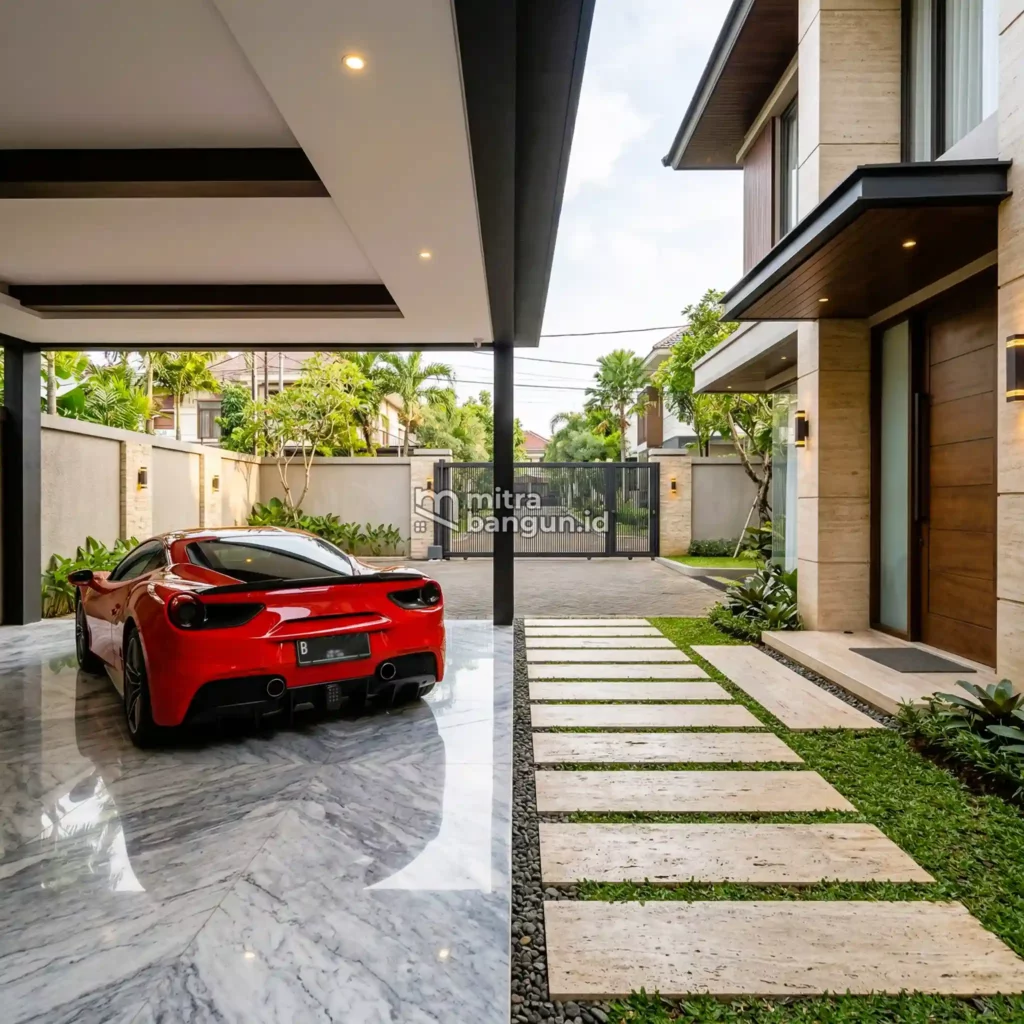 Model Lantai Carport Modern Marmer