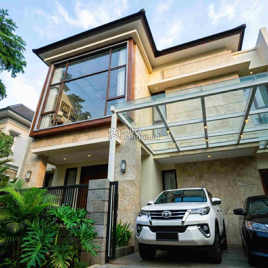 granit krem di fasad rumah