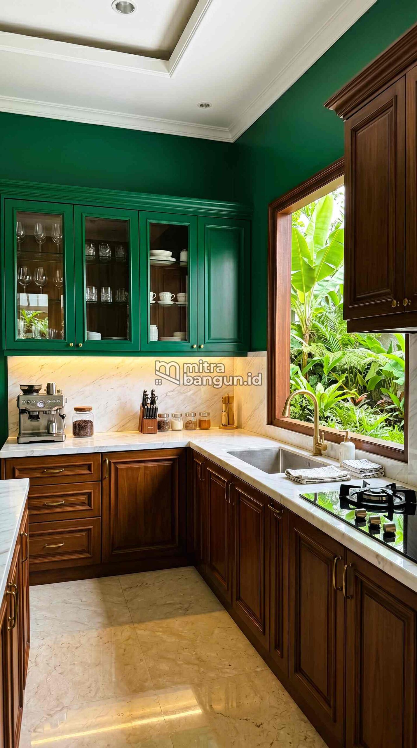 cat dapur warna emerald green