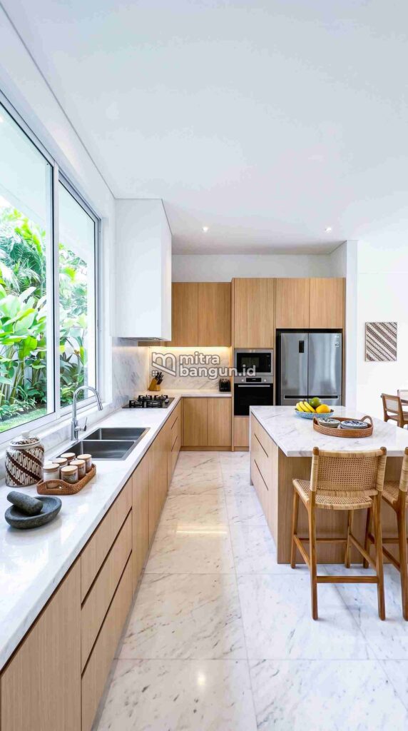 cat dapur warna putih di rumah