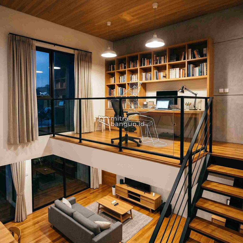 ruang kerja mezzanine di rumah