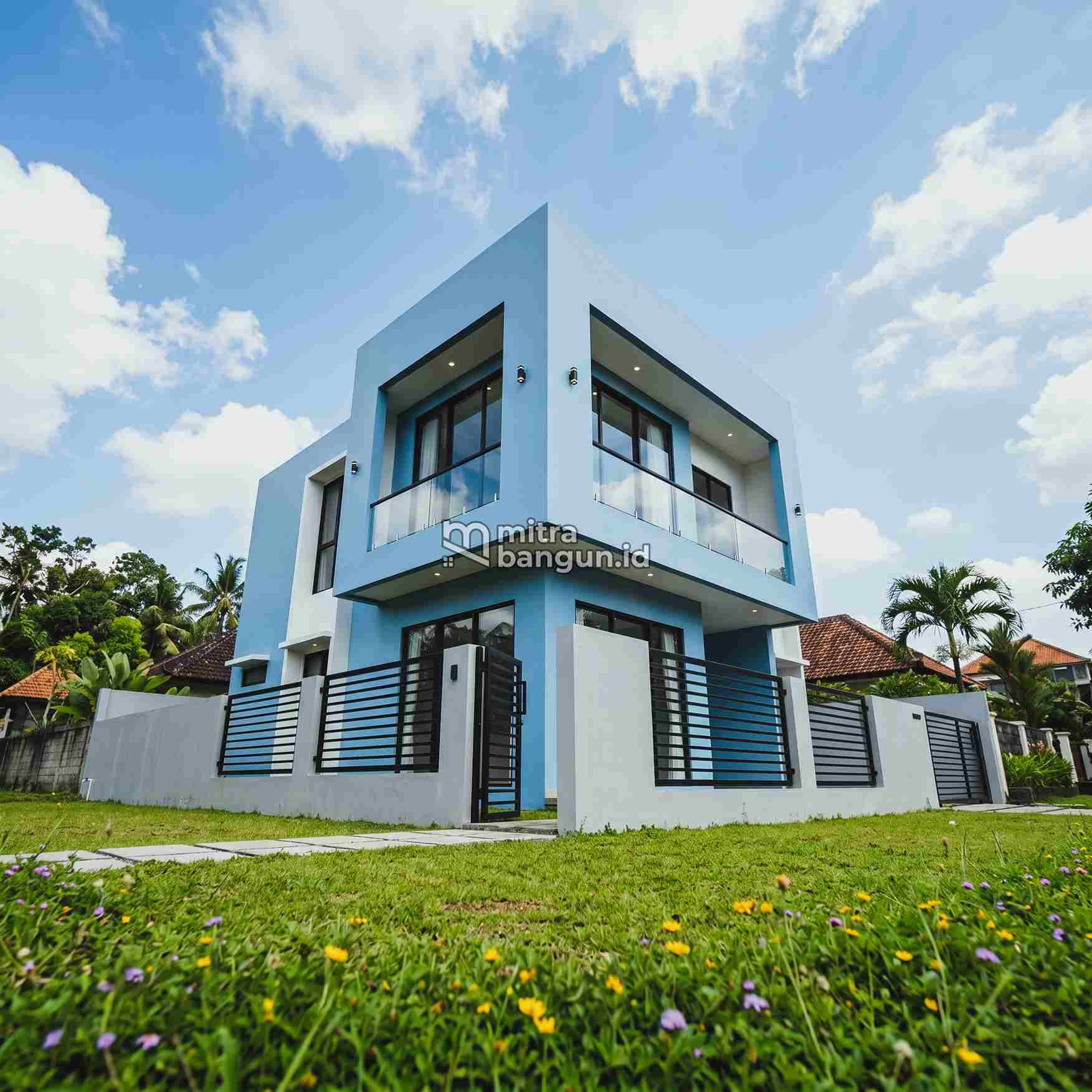 desain rumah minimalis biru langit