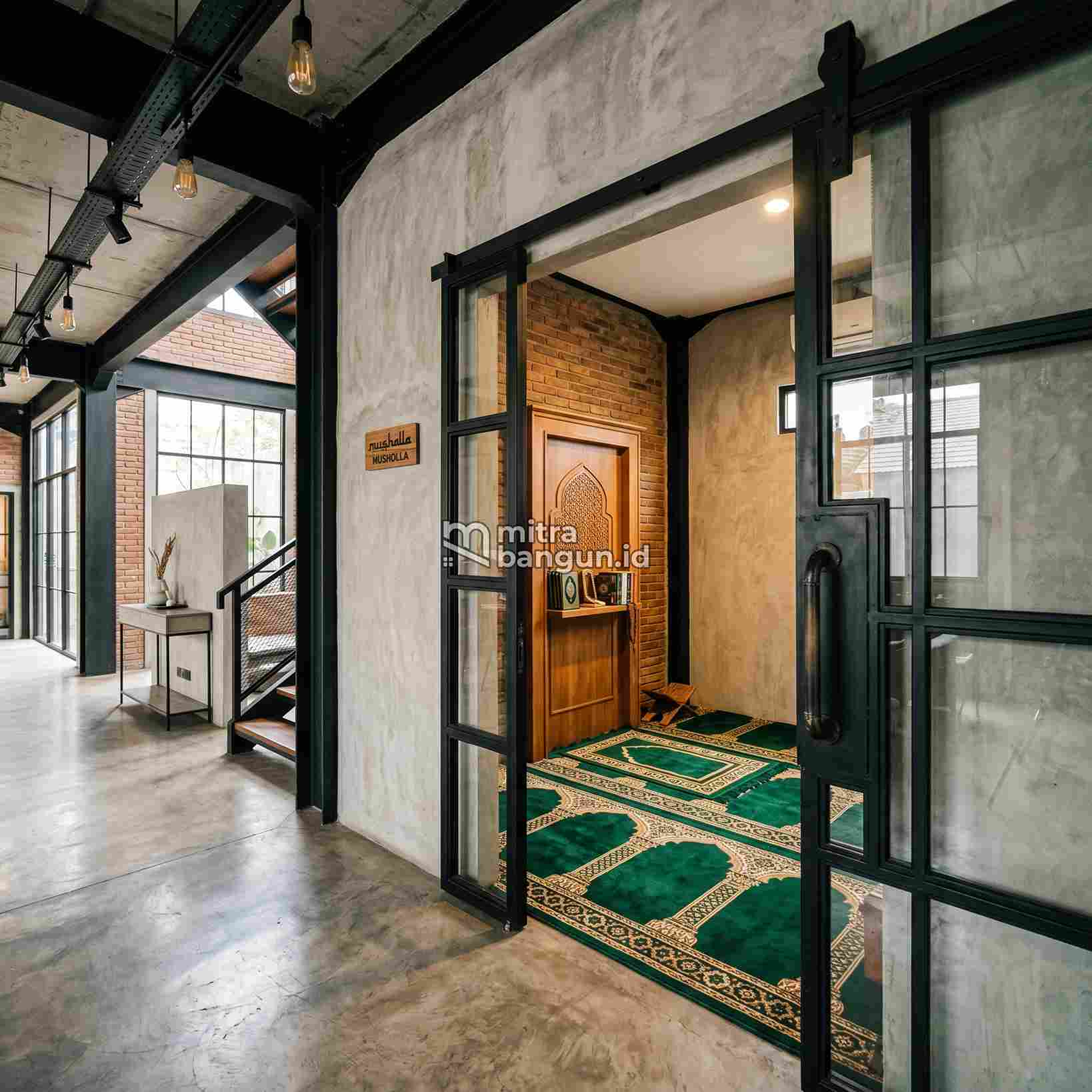 pintu mushola di rumah industrial